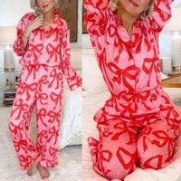 Täglich Frau Lässig Bogenknoten Polyester Hosen-sets Pyjama Sets main image 1