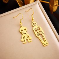 1 Pair IG Style Skeleton Plating 304 Stainless Steel No Inlaid 18K Gold Plated Drop Earrings main image 4