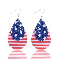 1 Pair Classic Style American Flag Sequins Pu Leather Drop Earrings main image 4
