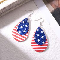 1 Pair Classic Style American Flag Sequins Pu Leather Drop Earrings main image 3