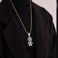 Hip-hop Cartoon Character Stainless Steel Alloy Plating Inlay Rhinestones Gold Plated Men's Charms Necklace main image 3