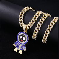 Hip-hop Cartoon Character Stainless Steel Alloy Plating Inlay Rhinestones Gold Plated Men's Charms Necklace main image 1