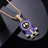 Hip-hop Cartoon Character Stainless Steel Alloy Plating Inlay Rhinestones Gold Plated Men's Charms Necklace main image 6