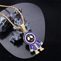 Hip-hop Cartoon Character Stainless Steel Alloy Plating Inlay Rhinestones Gold Plated Men's Charms Necklace main image 5