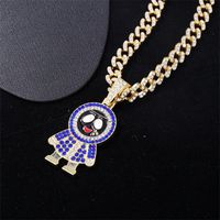 Hip-hop Cartoon Character Stainless Steel Alloy Plating Inlay Rhinestones Gold Plated Men's Charms Necklace main image 8