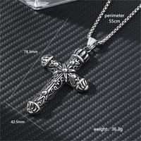 Hip-Hop Cross Anchor Skull Stainless Steel Carving Men's Pendant Necklace sku image 6