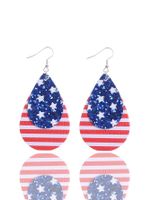 1 Pair Classic Style American Flag Sequins Pu Leather Drop Earrings sku image 1