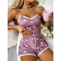 Home Women's Lady Modern Style Heart Shape Polyester Milk Fiber Shorts Sets Pajama Sets main image 6