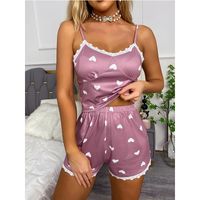 Home Women's Lady Modern Style Heart Shape Polyester Milk Fiber Shorts Sets Pajama Sets main image 5