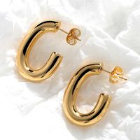 1 Pair Simple Style Classic Style Solid Color Polishing Plating Stainless Steel 18K Gold Plated Ear Studs sku image 3