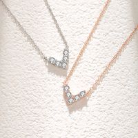 Simple Style V Shape Sterling Silver Polishing Plating Inlay Zircon Necklace main image 1