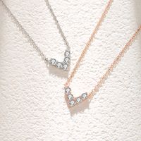 Simple Style V Shape Sterling Silver Polishing Plating Inlay Zircon Necklace main image 8