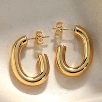 1 Pair Simple Style Classic Style Solid Color Polishing Plating Stainless Steel 18K Gold Plated Ear Studs main image 1