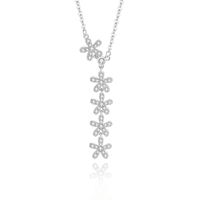 Sweet Flower Sterling Silver Polishing Plating Inlay Zircon Pendant Necklace main image 7