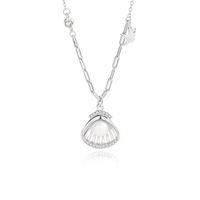 Beach Simple Style Starfish Shell Sterling Silver Plating Inlay Pearl Zircon Pendant Necklace main image 7