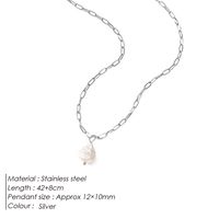 Stainless Steel 14K Gold Plated Fashion Pearl Water Droplets Freshwater Pearl Pendant Necklace sku image 1