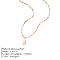 Stainless Steel 14K Gold Plated Fashion Pearl Water Droplets Freshwater Pearl Pendant Necklace sku image 2