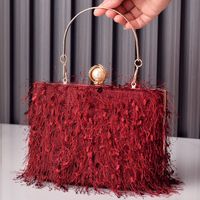 Women's Polyester Solid Color Vintage Style Classic Style Square Lock Clasp Handbag Evening Bag sku image 3