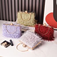 Women's Polyester Solid Color Vintage Style Classic Style Square Lock Clasp Handbag Evening Bag main image 3