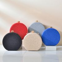 Femmes Faux Cuir Couleur Unie Style Vintage Style Classique Rond Bloquer Sac À Main Sac De Soirée main image 4