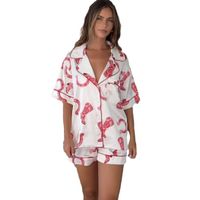 Home Daily Women's Elegant Classic Style Heart Shape Polyester Printing Shorts Sets Pajama Sets main image 2