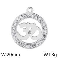 1 Piece Stainless Steel Rhinestones 18K Gold Plated Round Number sku image 1