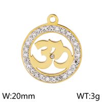 1 Piece Stainless Steel Rhinestones 18K Gold Plated Round Number sku image 2