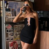Women's Sheath Dress Streetwear Strapless Sleeveless Solid Color Above Knee Daily Street main image 2