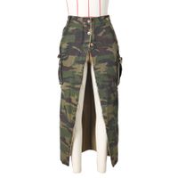 L'été Le Printemps Décontractée Vêtement De Rue Camouflage Spandex Polyester Maxi Longue Robe Jupes main image 4