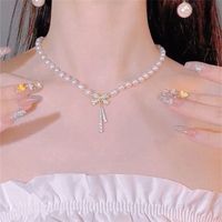 Elegant Heart Shape Imitation Pearl Alloy Beaded Plating Inlay Rhinestones Pearl Women's Pendant Necklace sku image 45