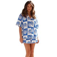 Home Daily Women's Casual Classic Style Geometric Polyester Shorts Sets Pajama Sets main image 5