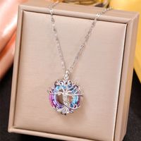 Simple Style Tree Copper Plating Inlay Artificial Crystal Pendant Necklace sku image 1