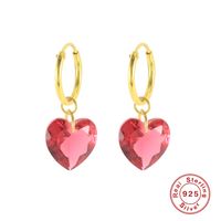 S925 Sterling Silver Fashion Creative Colorful Heart-shaped Crystal Eardrops Earrings sku image 4