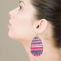 1 Pair Bohemian Stripe Water Droplets Plating Inlay Pu Leather Alloy Rhinestones Gold Plated Earrings main image 3