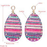 1 Pair Bohemian Stripe Water Droplets Plating Inlay Pu Leather Alloy Rhinestones Gold Plated Earrings main image 2