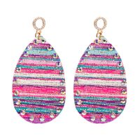 1 Pair Bohemian Stripe Water Droplets Plating Inlay Pu Leather Alloy Rhinestones Gold Plated Earrings main image 5