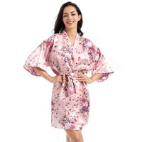 Täglich Frau Elegant Dame Blume Imitierte Seide Polyester Pyjama Sets main image 2