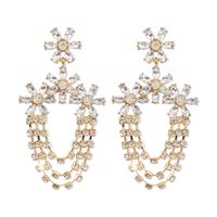 1 Pair Modern Style Simple Style Shiny Flower Chain Inlay Alloy Rhinestones Drop Earrings sku image 1