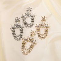 1 Pair Modern Style Simple Style Shiny Flower Chain Inlay Alloy Rhinestones Drop Earrings main image 4