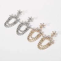 1 Pair Modern Style Simple Style Shiny Flower Chain Inlay Alloy Rhinestones Drop Earrings main image 5