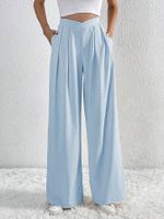 Women's Street Casual Solid Color Full Length Wide Leg Pants sku image 5