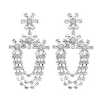 1 Pair Modern Style Simple Style Shiny Flower Chain Inlay Alloy Rhinestones Drop Earrings sku image 2