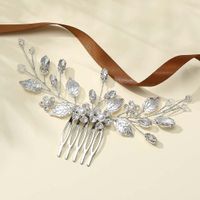 Women's Ig Style Sweet Leaves Flower Alloy Beaded Inlay Artificial Pearls Rhinestones Hair Combs main image 5