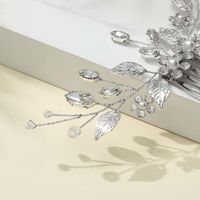 Women's Ig Style Sweet Leaves Flower Alloy Beaded Inlay Artificial Pearls Rhinestones Hair Combs main image 3