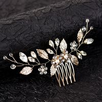 Women's Ig Style Sweet Leaves Flower Alloy Beaded Inlay Artificial Pearls Rhinestones Hair Combs main image 7