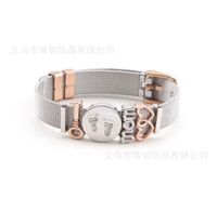 1 Piece Fashion Heart Shape Titanium Steel Inlay Artificial Gemstones Bracelets sku image 5