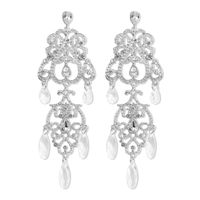 1 Pair Classical Vintage Style Shiny Geometric Hollow Out Inlay Alloy Resin Rhinestones Drop Earrings sku image 2