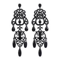 1 Pair Classical Vintage Style Shiny Geometric Hollow Out Inlay Alloy Resin Rhinestones Drop Earrings sku image 3