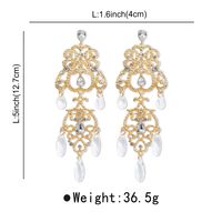 1 Pair Classical Vintage Style Shiny Geometric Hollow Out Inlay Alloy Resin Rhinestones Drop Earrings main image 2