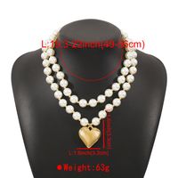 French Style Romantic Sweet Heart Shape Imitation Pearl Alloy Women's Pendant Necklace main image 2